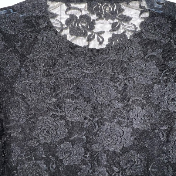 American Rag Black Cardigan With Floral Sequence And Floral Lace Pattern - Picture 3 of 6
